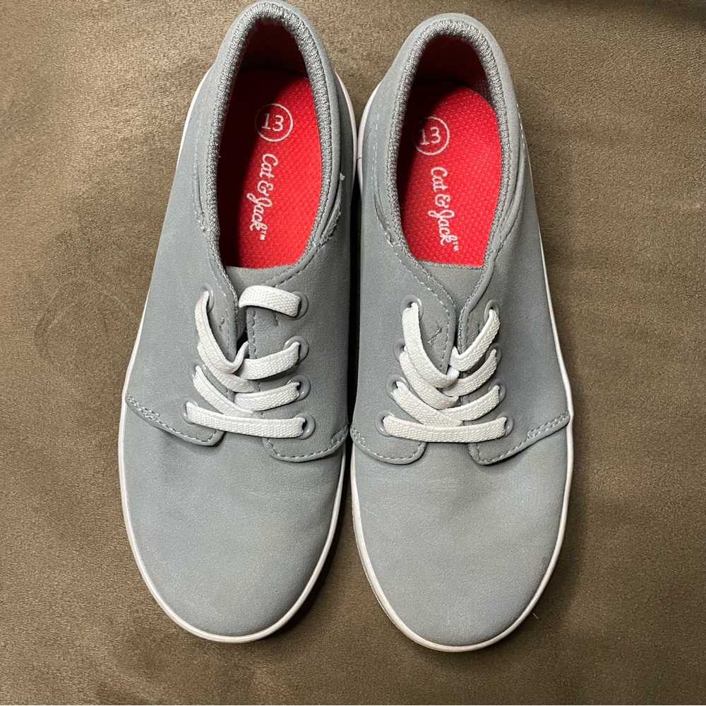 Cat & Jack Boys Gray Lace Up Canvas Slip On Sneakers 13